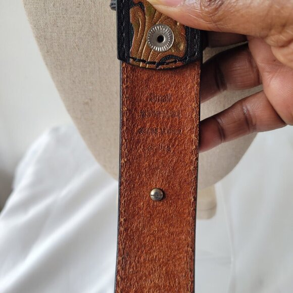 Nocona Western Women’s Leather Tooled Flower Brown Studded Belt (Size: S) main image 13
